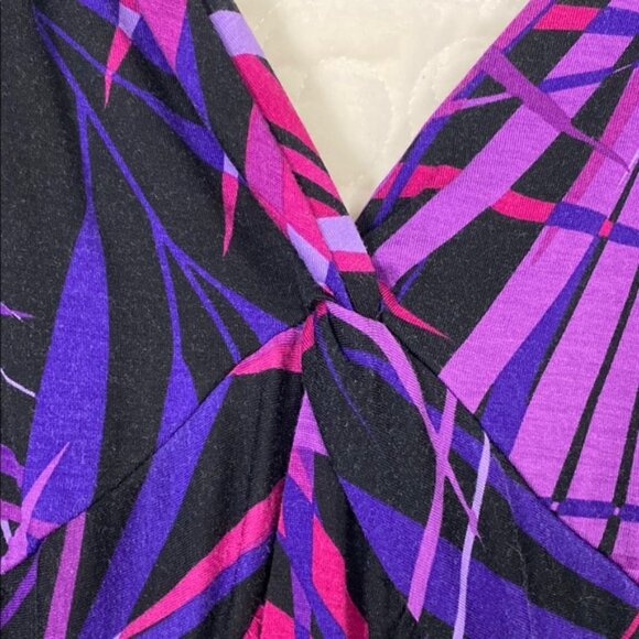Denver Hayes Maxi Dress Purple Black Pattern Size Large - Picture 5 of 6